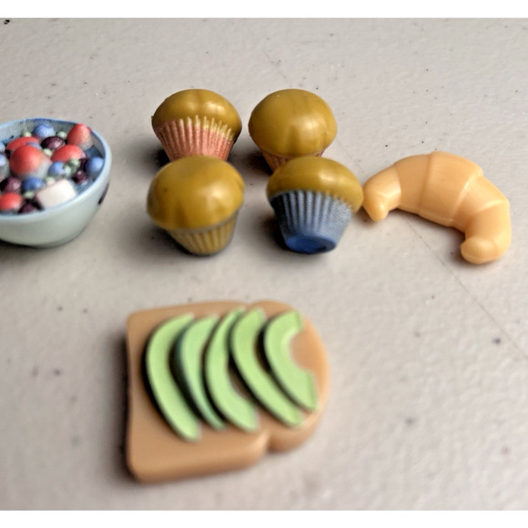 Miniature Doll Food Lot Avocado Toast Muffins Croissant Fruit Bowl 1:6 Scale - Picture 5 of 13